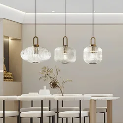 Lámpara colgante de cristal LED de estilo nórdico, lámpara minimalista para dormitorio, sala de estar, cafetería, accesorios de iluminación para decoración del hogar, Lustre