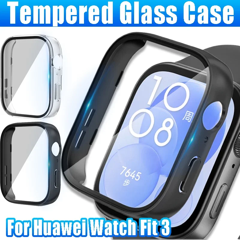 Tempered Glass Case For Huawei Watch Fit 3 Full Cover Bumper Watch Screen Protector For Huawei Watch Fit 3 PC Shell Accessories