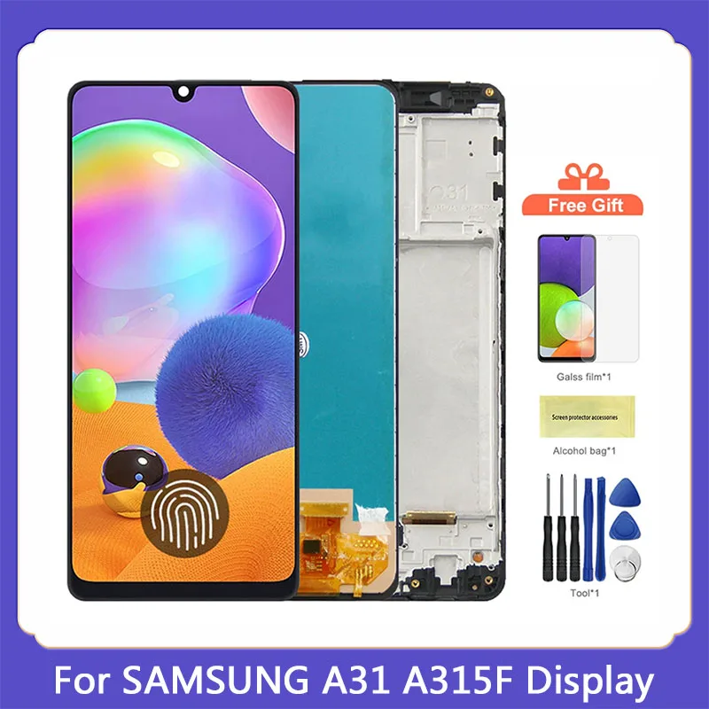 A31 A315 A315F Display Screen Replacement, for Samsung Galaxy A31 A315 LCD Display with Frame Touch Screen Digitizer Assembly