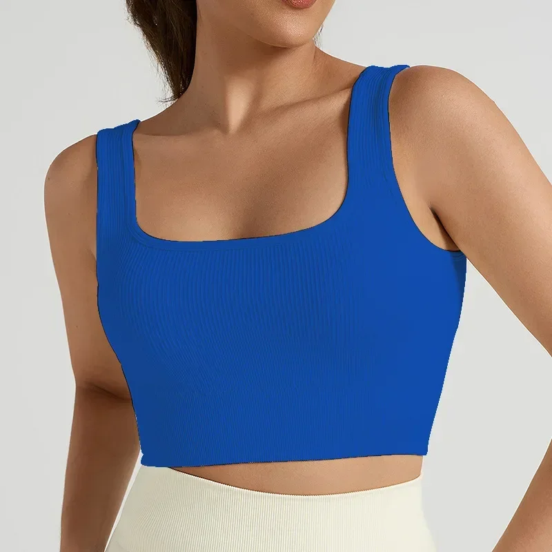 여성요가조끼충격방지피트니스브라심리스리브드스포츠브라남성아름다운등큰가슴집결스레드탑체육관의 여성복