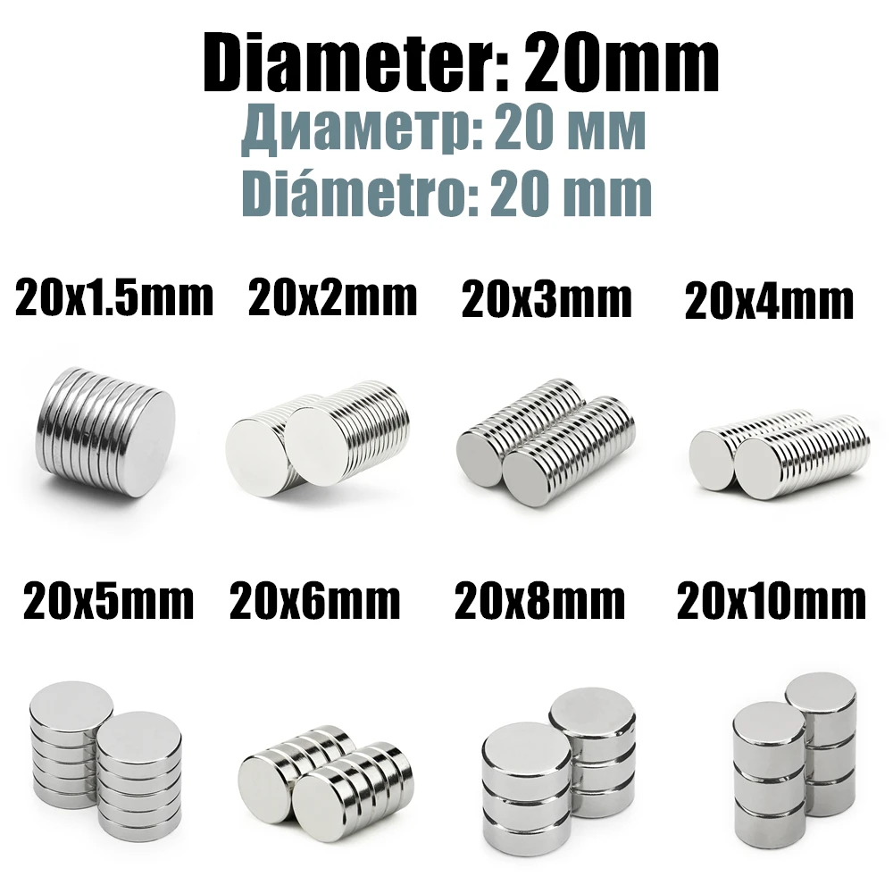 

Dia 20mm Super Strong Magnets NdFeB Neodymium Thin Small Disc Magnet Permanent N35