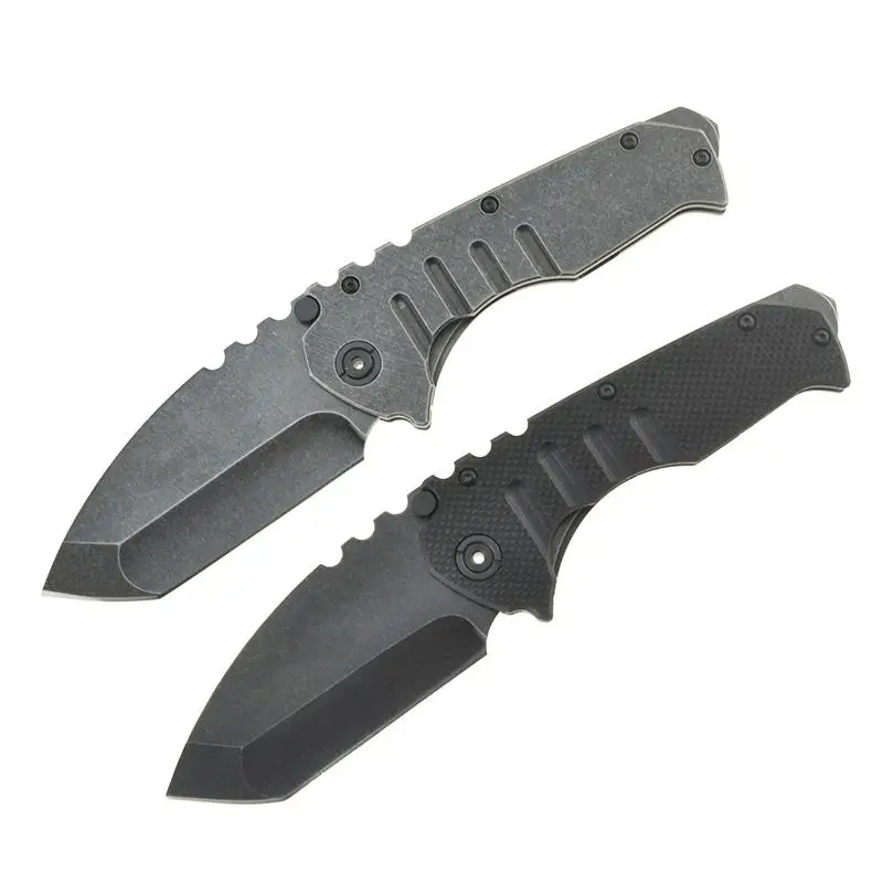 

Outdoor Folding Knife 9cr18mov Blade Stone Wash Steel G10 Handle Camping EDC Pocket Knives