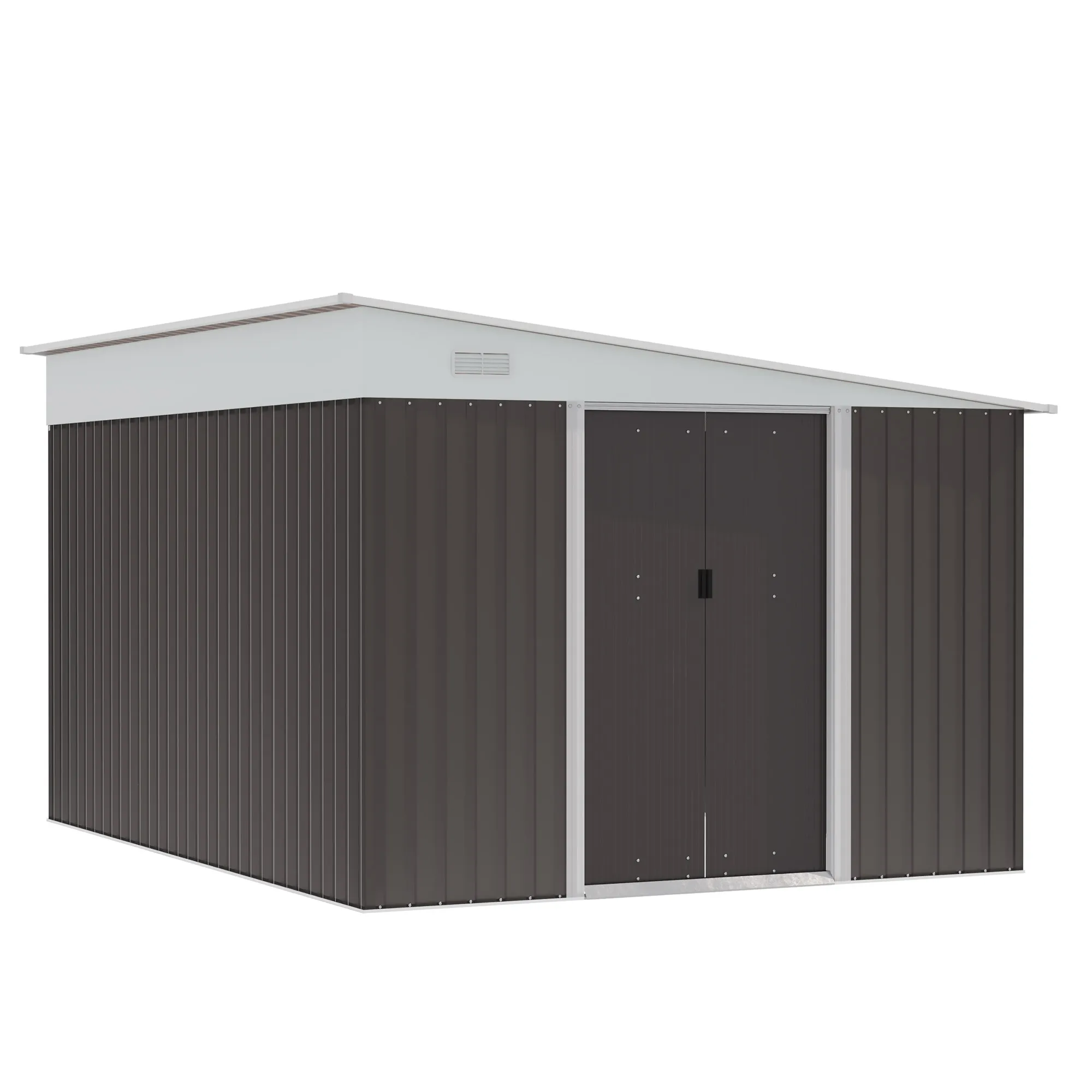 Outsunny garden shed with door and 2 windows 8,9 m² 280x345x201 cm Gray