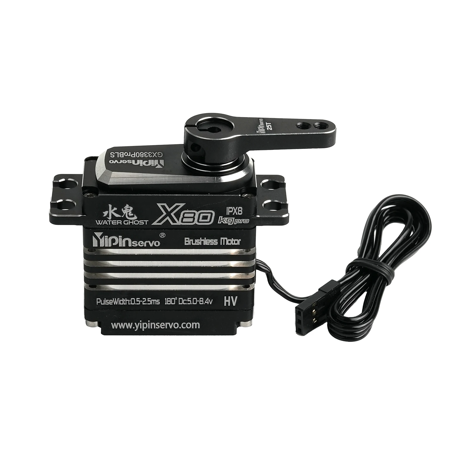 Motor sem escova 180 da engrenagem do metal do servo de X80 80KG Digitas ° /270 °   Alto torque IP68 à prova d'água para robôs de carros RC 1/8 1/10