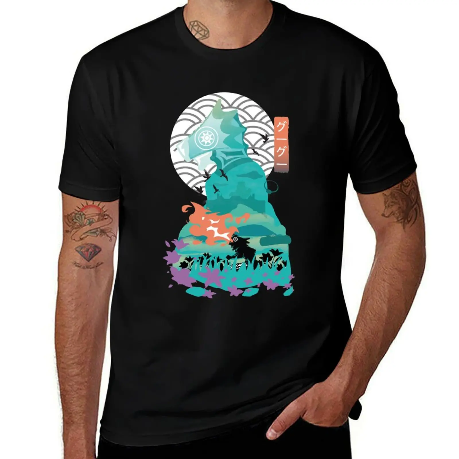 spewing flames negative space T-Shirt Big Size Loose Fit Tee Shirt