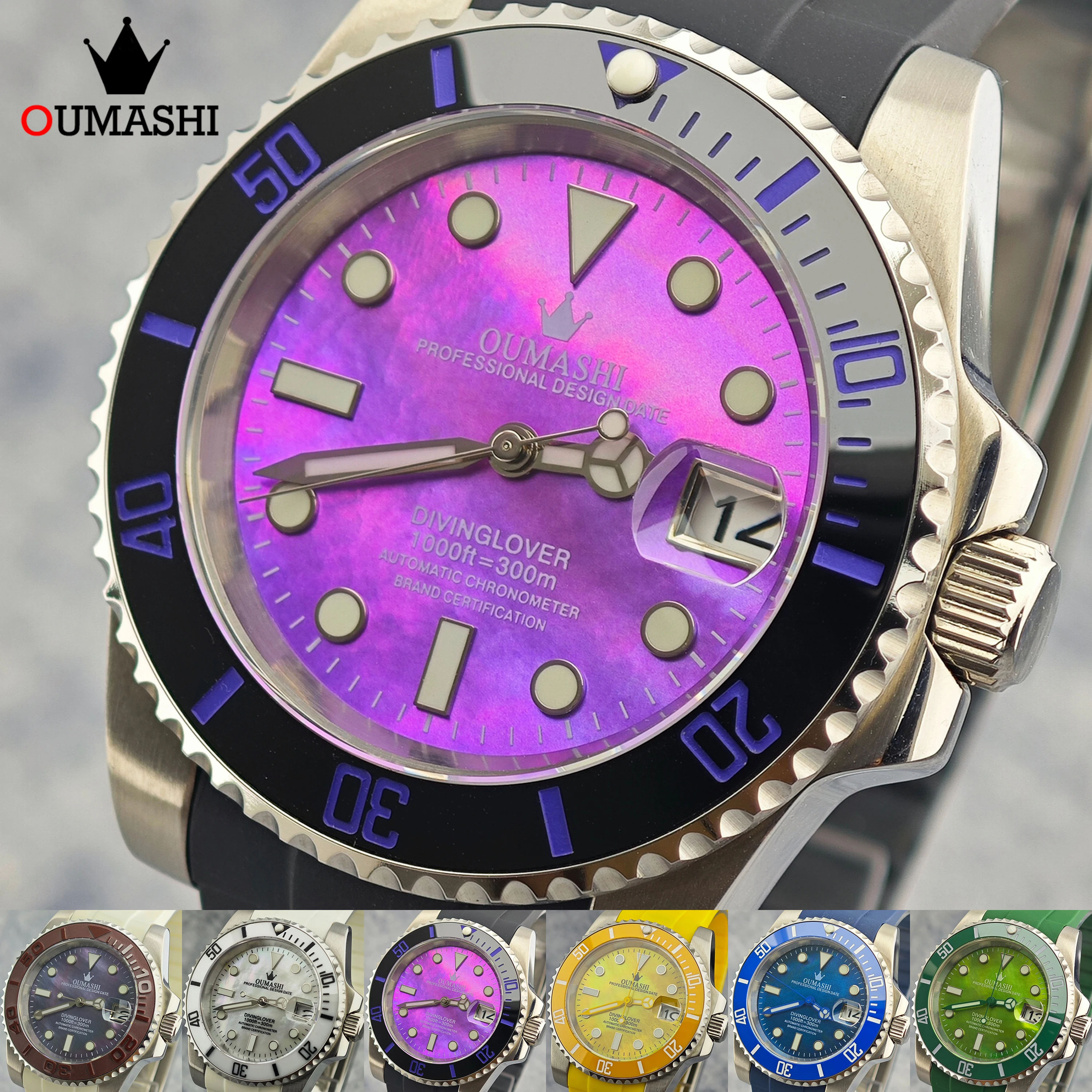 NH35 Watch 40mm OUMASHI Mother of Pearl with Sapphire Crystal High-Quality Stainless Steel Waterproof to 10 ATM