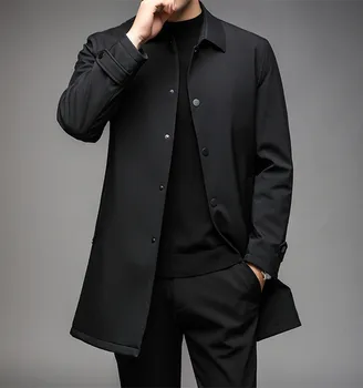 Men's Long Business Trench Coat 6 2026 autumn men's high-quality Business Trench Coat single breasted trench coat men long Casual Windbreakers Good Quality jacket 6