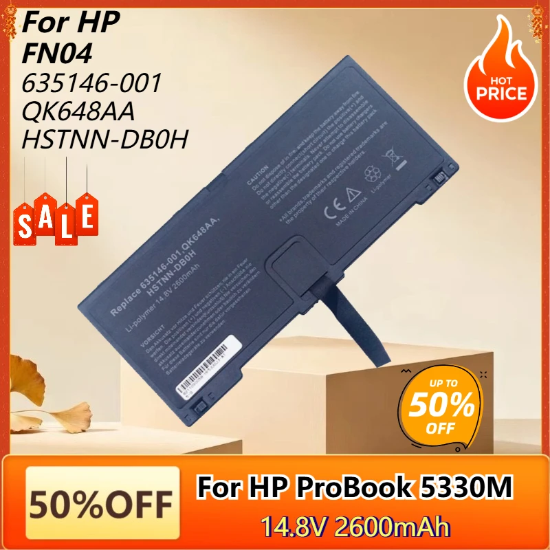 14.8V 2600mAh Laptop Battery for HP ProBook 5330M 635146-001 FN04 HSTNN-DB0H QK648AA High Performance Replacement Battery