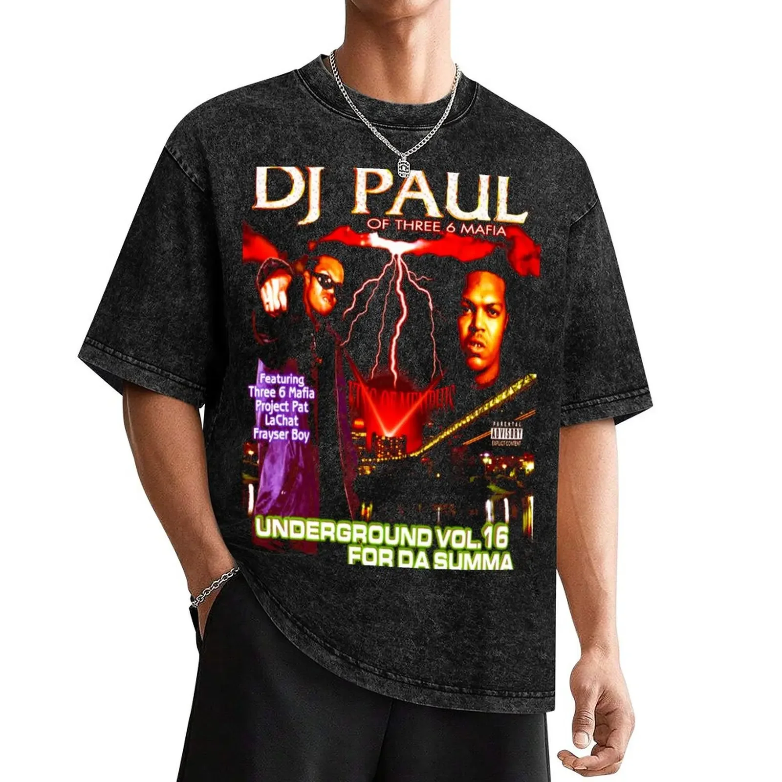 

Dj Paul Three Six Mafia T-Shirt oversizeds blue archive man t shirt men clothing