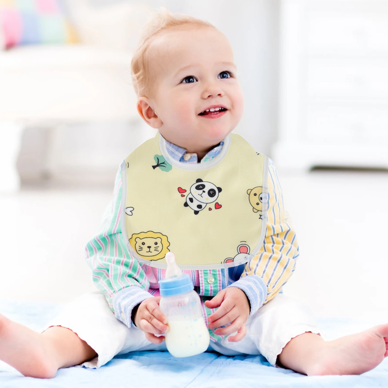 10/20pcs Baby Bibs Cotton Burp Saliva Towel Cartoon Snap Bibs Bandana Waterproof Boys Girls Accessories Feeding Clothing