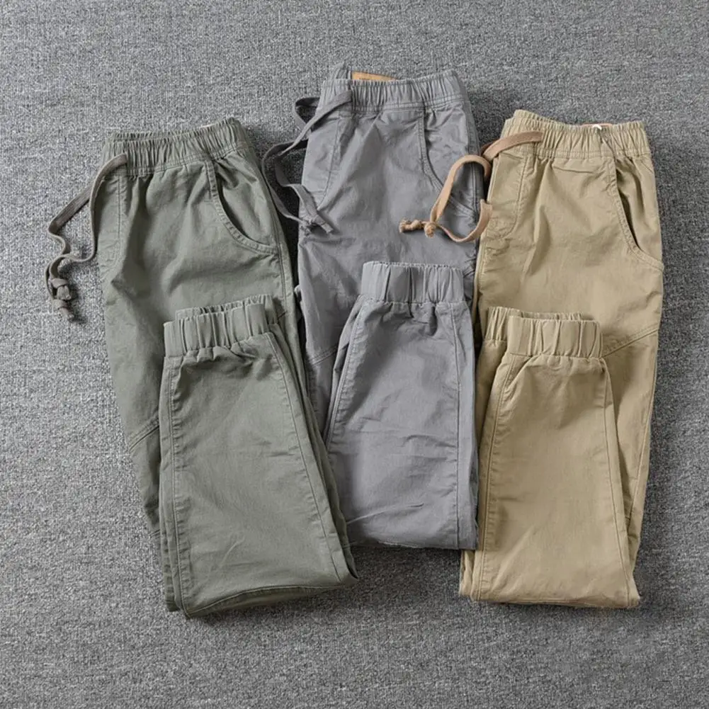 Simple  Joggers Pants Sporty Slim Cropped Pants Skinny Male Men Overalls for Working