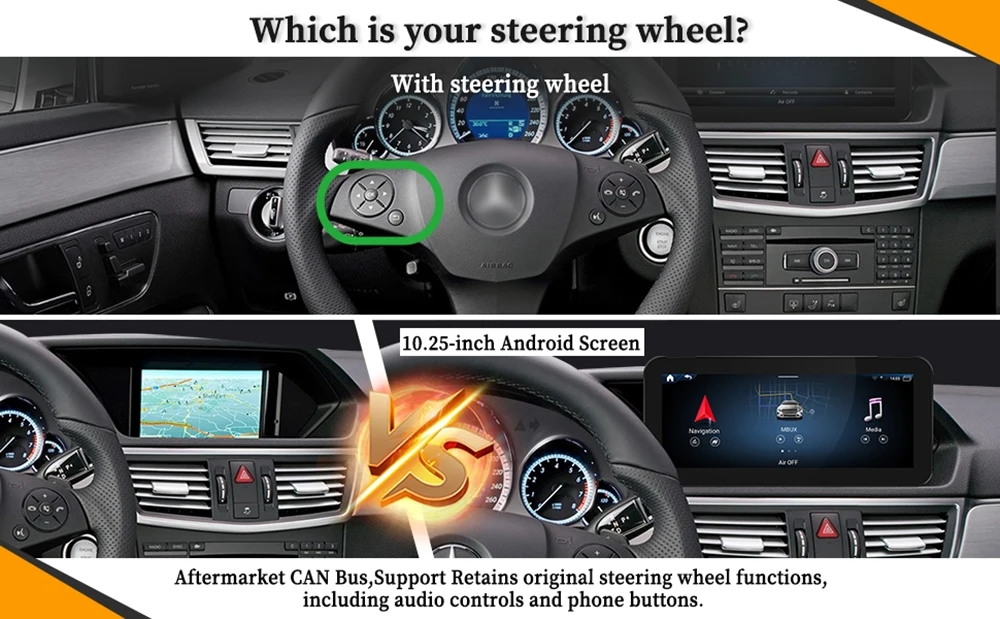 4G Wireless Android Auto Mirroring für E-Klasse NTG 4.5/4.7 Mercedes W212 Apple CarPlay Upgrade 10,25 Zoll 4G Wireless CarPlay Wi-Fi – Detail 5