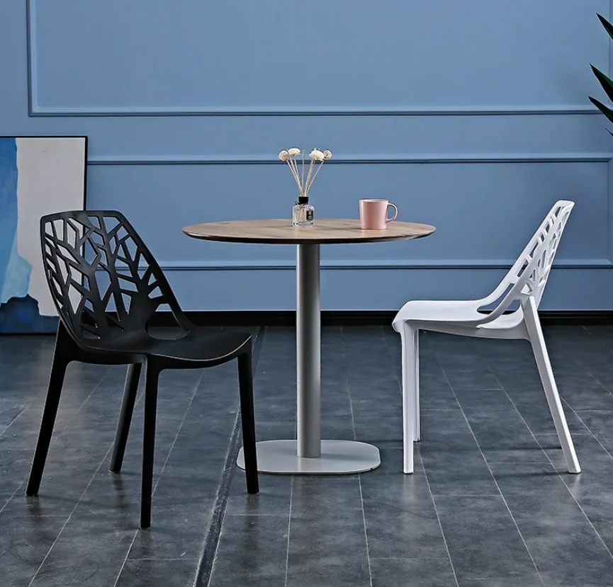 Nordic Home Dining Table Business Negotiation Chair Modern Simple Hollow Plastic Stool Comfortable