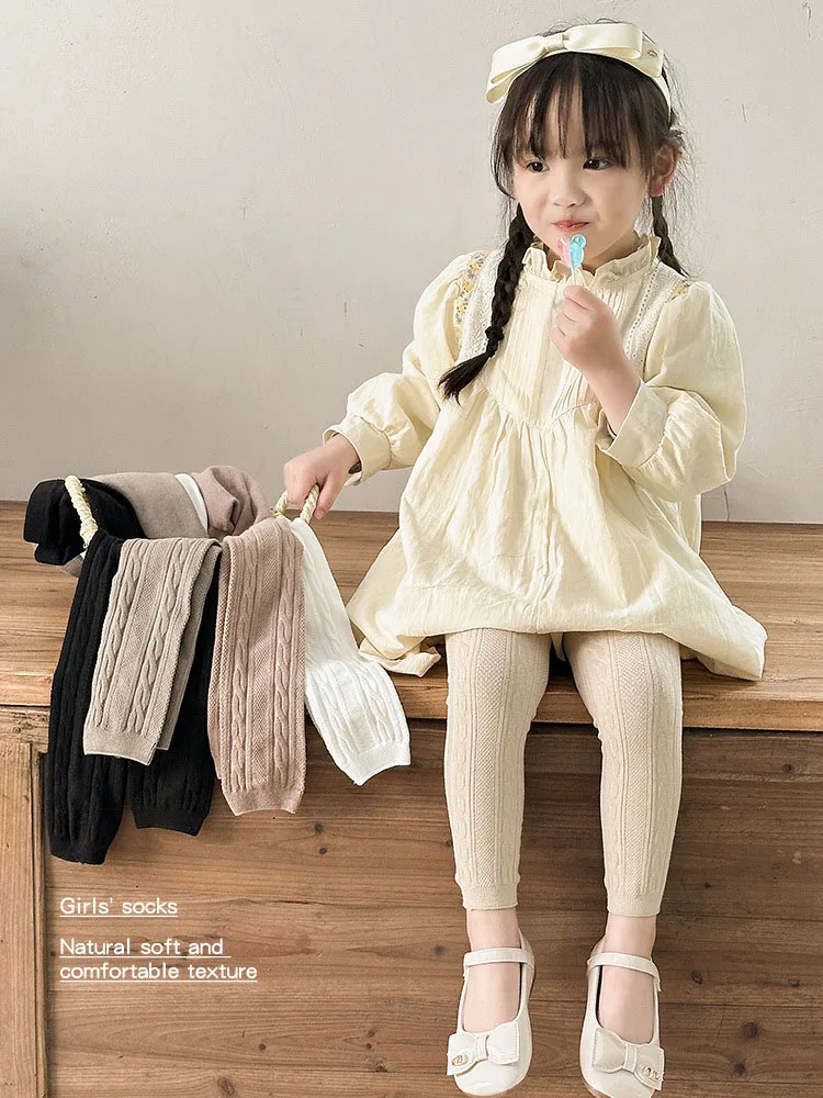 Spring Autumn Girls Pants Warm Knitted Baby Leggings Soild Color Cotton Pants Kids Children Leggings 0-10Years