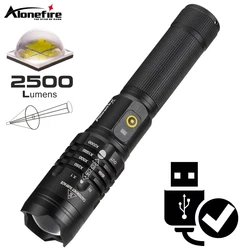 Linterna LED táctica Zoom XHP50 de alta potencia para exteriores