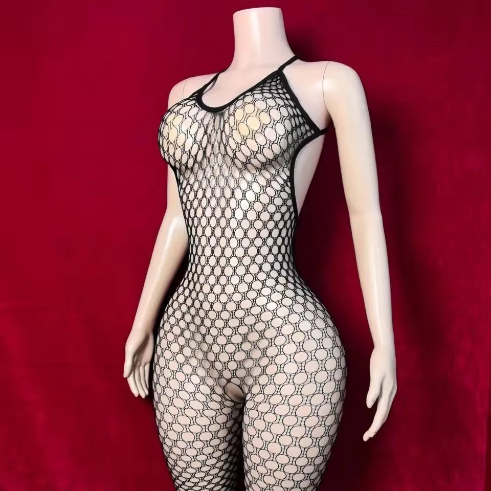 Lingeries For Woman Open Crotch Bodystocking  Sleeveless Underwear Crotchless Porn Catsuit Fishnet Bodysuit Costume H003