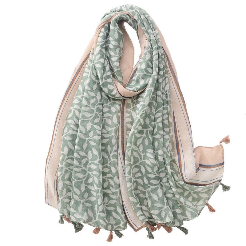 

Fashion Grape Leaf Print Tassel Scarf Shawls Long Beach Leaves Pattern Foulard Scarves Hijab Wrap 5 Color Free Shipping