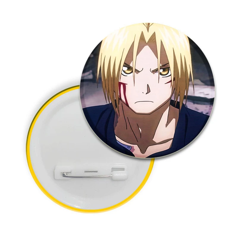 58mm Anime Fullmetal Alchemist Pins Tinplate Badge DIY Custom Cartoon Brooches for Fans Collection Gifts Clothes Hat Decoration