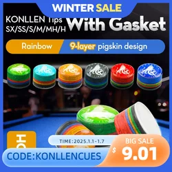 Konllen ปลายสีรุ้งปลายคิว11/14มมหลายชั้น cuetips สนุ๊กเกอร์ความแข็ง S/SS/sx/m/m/MH/H/H ผิวหมู