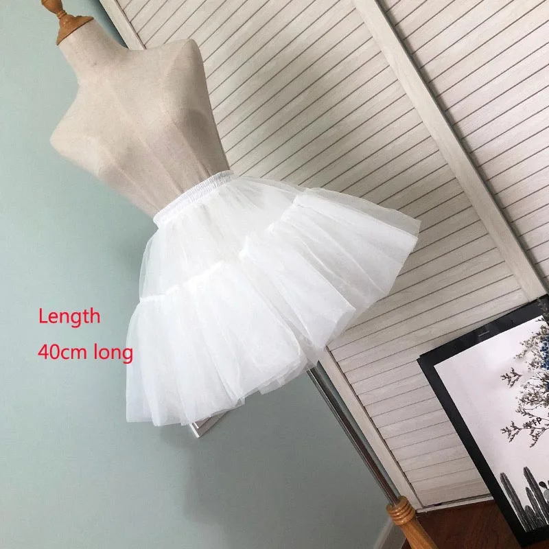 Organza Ball Gown กระโปรงสั้น Lolita คอสเพลย์สั้น Petticoat Ballet Tutu กระโปรง Rockabilly Crinoline