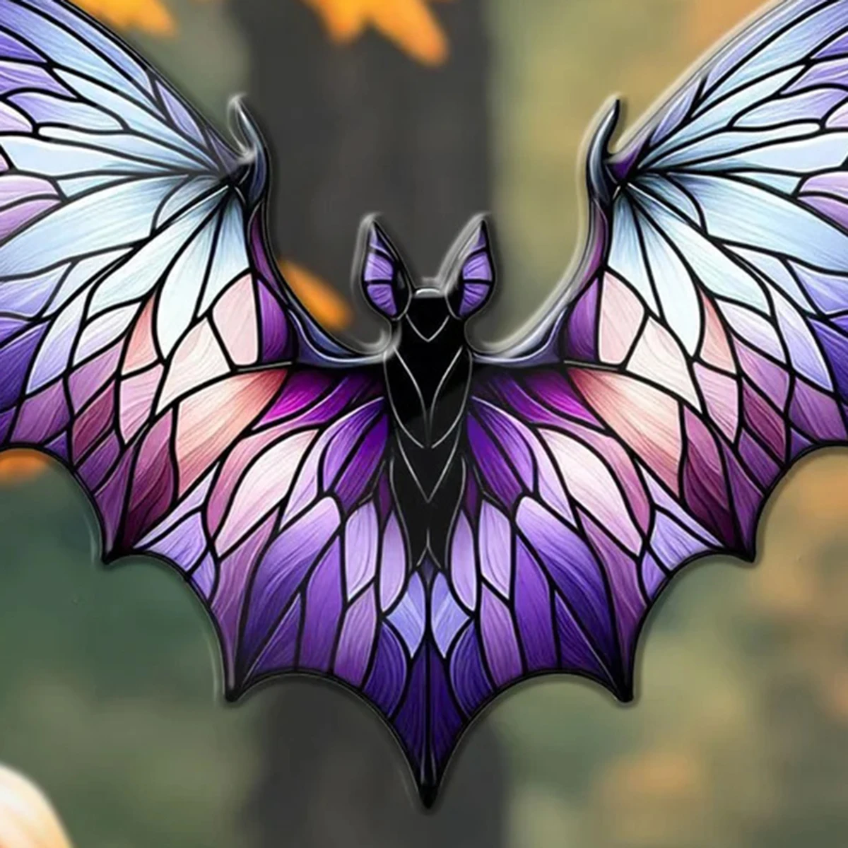 Stained Glass Effect Acrylic Bat Hanging Decoration Gothic Halloween Window Decor Colorful Suncatcher for Home Party Decor Gift view 3