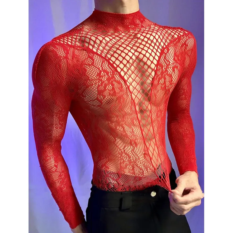 2026 New Men's Long Sleeve Tight-fitting T-Shirt Cutout Backless Short-Sleeve Sissy Top Round-Neck Sheer Summer Fitted Tank Vest