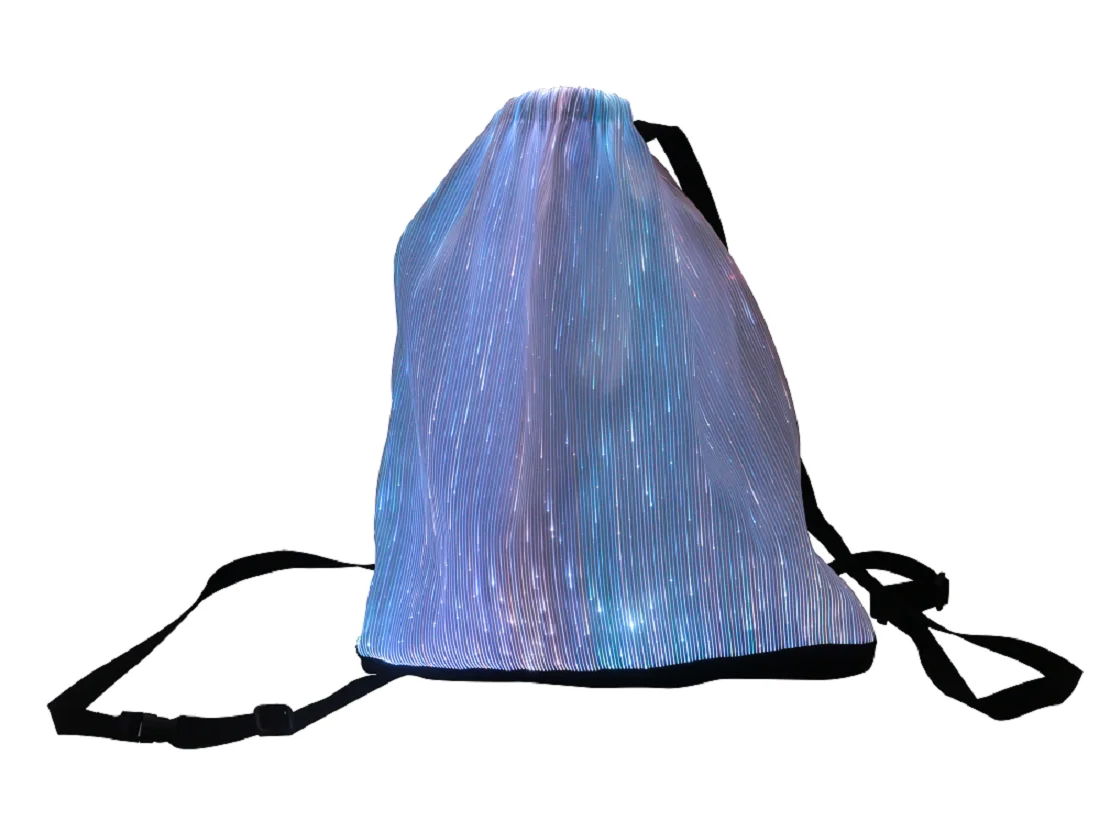 Lumisonata Fiber Optic fabric Led light up Drawstring Backpack Unisex Flashing For Rave Music Festival Party Christmas Halloween