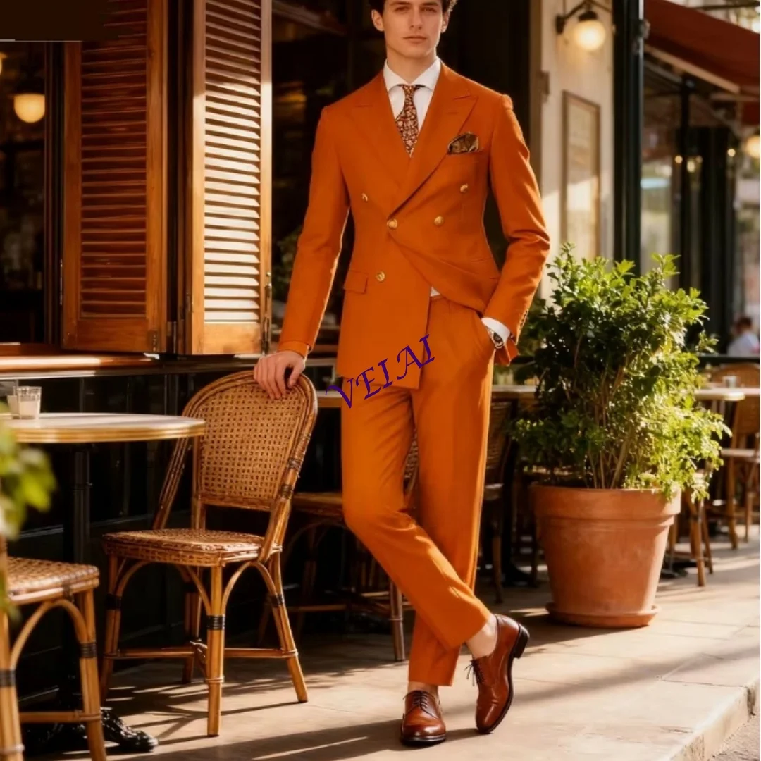 

Мужской костюм Slim Fit из 2 предметов: модный пиджак и брюки для свадьбы, деловых встреч, вечеринок, торжественных мероприятий, смокинг, костюм для жениха