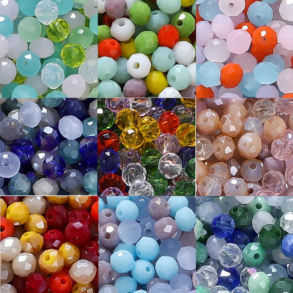 1000 sztuk 3*4mm Mix kolorów Rondelle fasetowane koraliki szklane luzem przekładka kryształowe okrągłe koraliki do tworzenia biżuterii naszyjnik DIY bransoletka