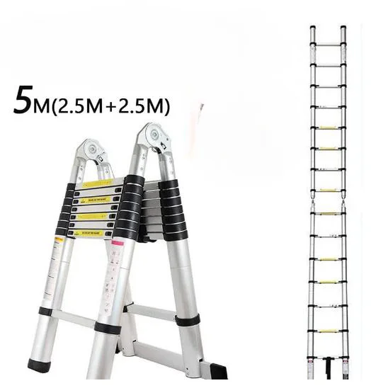 16.5FT Stairs Aluminum Alloy Folding Ladder Telescopic Ladders Herringbone Ladder for Home Engineering Extension Step Ladder