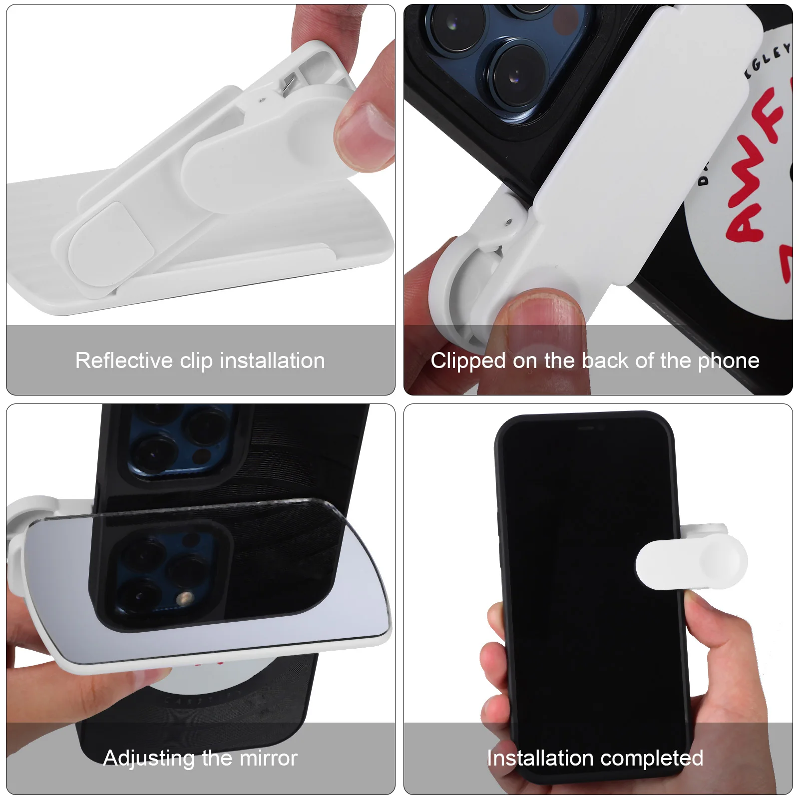 

Lightweight Phone Camera Mirror Reflection Clip Kit For Universal Use Adjustable Smart Phone Accessory