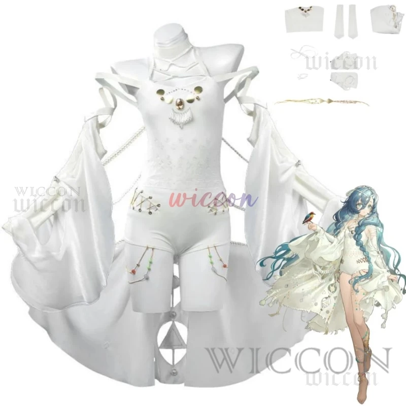 Game Reverse:1999 Thirty-Seven Cosplay Costume New Skin Down in The Grotto White Jumpsuits Shawl Ribbon Woman Sexy Party Suit