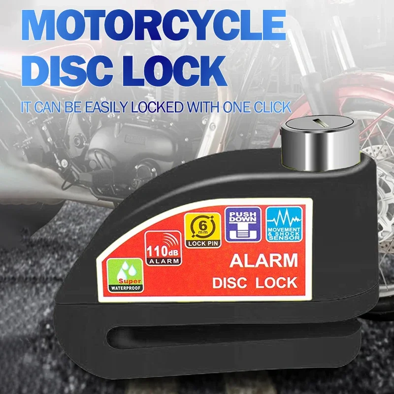 

Motorcycle Bicycle Lock Alarm Safety Protection Padlock Disc Aluminum Alloy Anti-Theft Reminder Rope Lock Bag Motorcycle Accesso