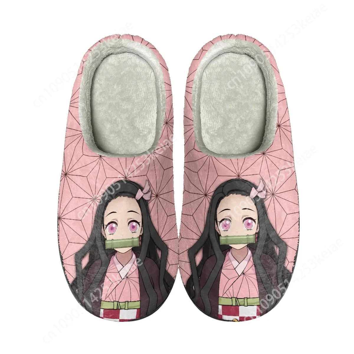 Custom Japan Anime Kamado-Nezuko Print Women's Cotton Slippers Comfortable Cushion Slides for Men Casaul Loafers Zapatos