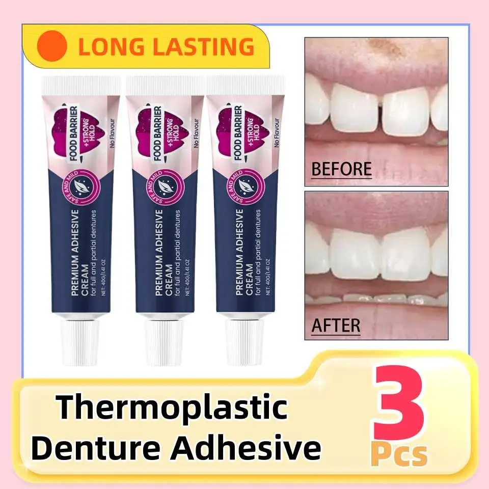 

3Pcs New Thermoplastic Denture Adhesive Long-lasting Denture Fixing Adhesive Improve Comfort Denture Care Products