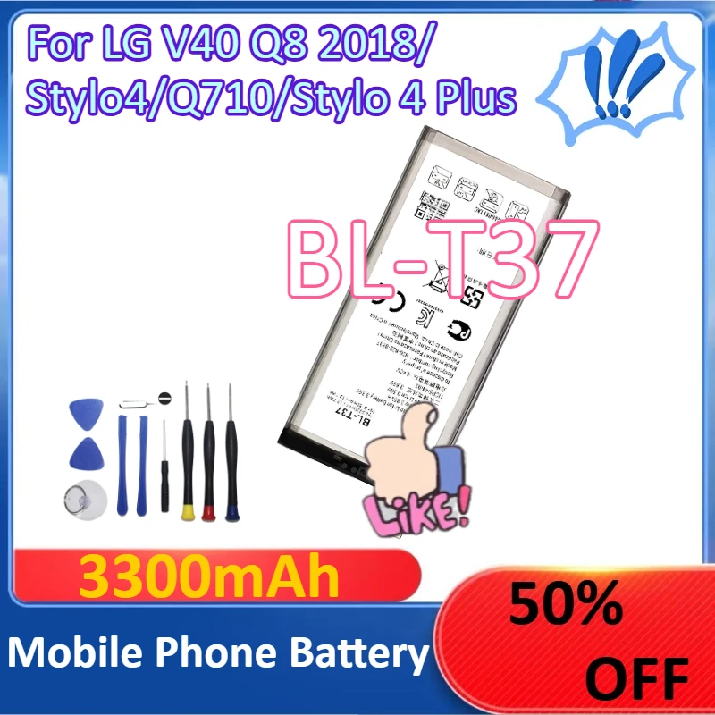 بطارية هاتف محمول جديدة BL-T37 بقدرة 3300 مللي أمبير في الساعة لهاتف LG V40 Q8 2018/Stylo4/Q710/Stylo 4 Plus + أدوات