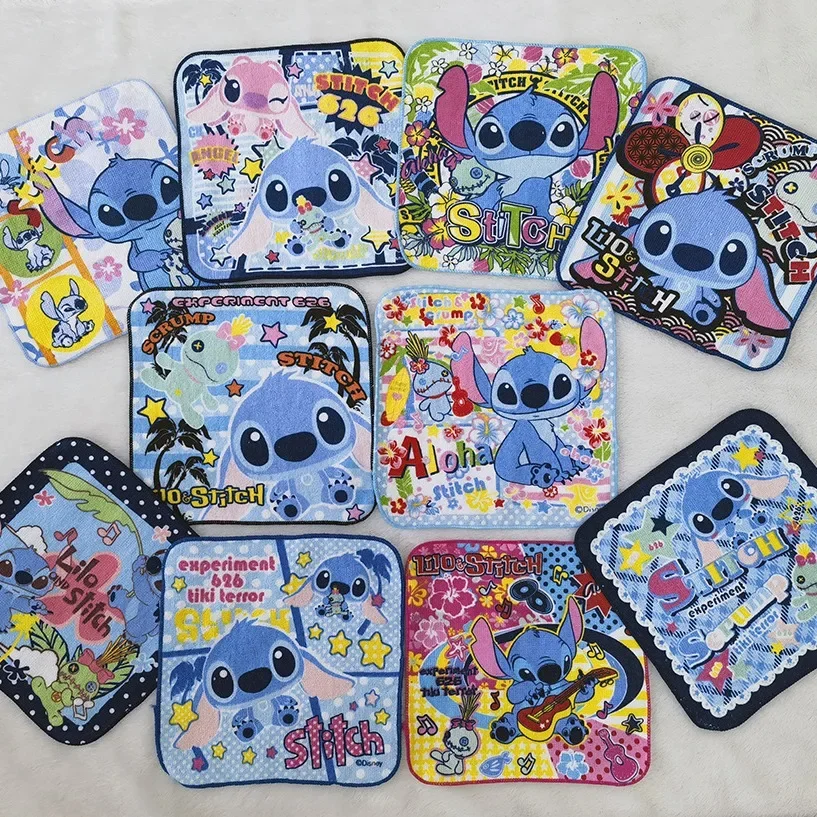 20*20 Disney Lilo & StitchTowel Cartoon Small Square Cotton Children\'s Mouth And Hand Towel Cartoon Characters Go Portable