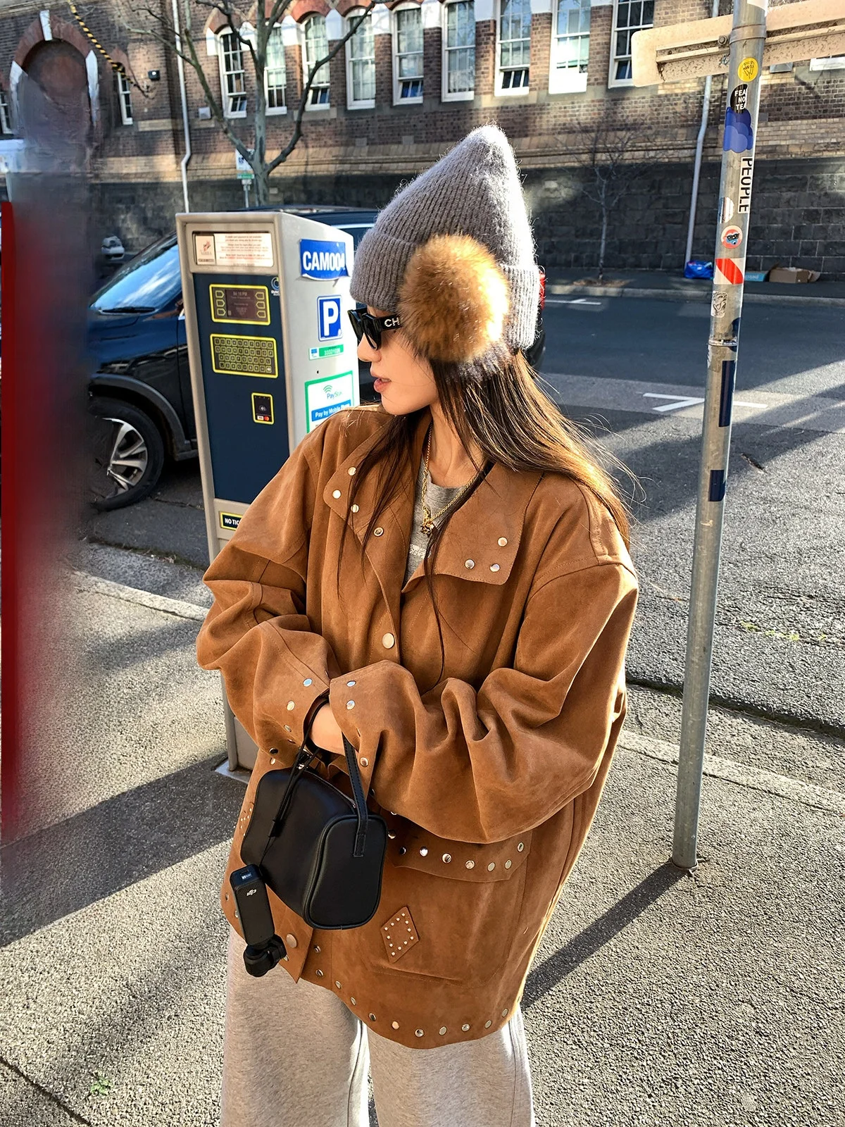 

Retro Sle Loose Fit Women's Jaet Medium Length Fur Coat Autumn Winter Outerwear Comfortable Polyester Fiber Ladies Vest