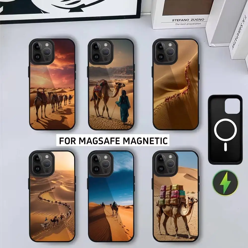 

Silk Road desert C-Camels Phone Case For iPhone17,16,15,14,13,12,11 Plus,Pro Magnetic with Magsafe Wireless Charging