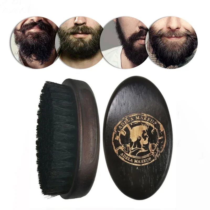 

Customized Fur Men Beard Brush Natural Wood Vintage Boar Bristle Beard Comb Mustache Shaving Face Massage Facial Hair Cleaning