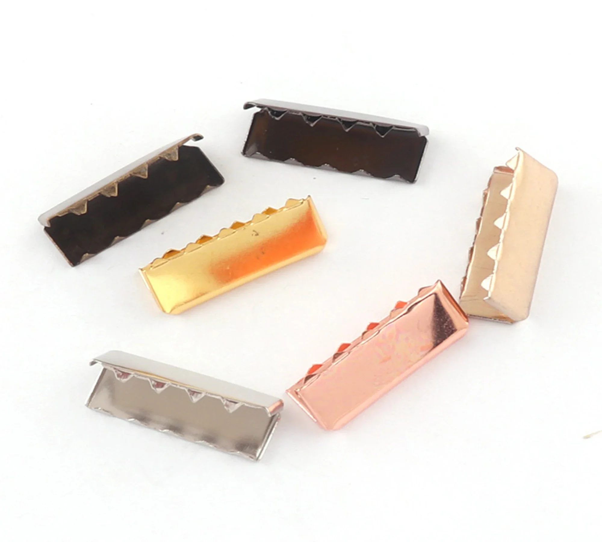 50Pcs Silver/Gold/Rose Gold/Gunmetal/Bronze Belt Buckle End Tips Metal belt ends 25mm(1\'\') webbing end caps nickel belt finished