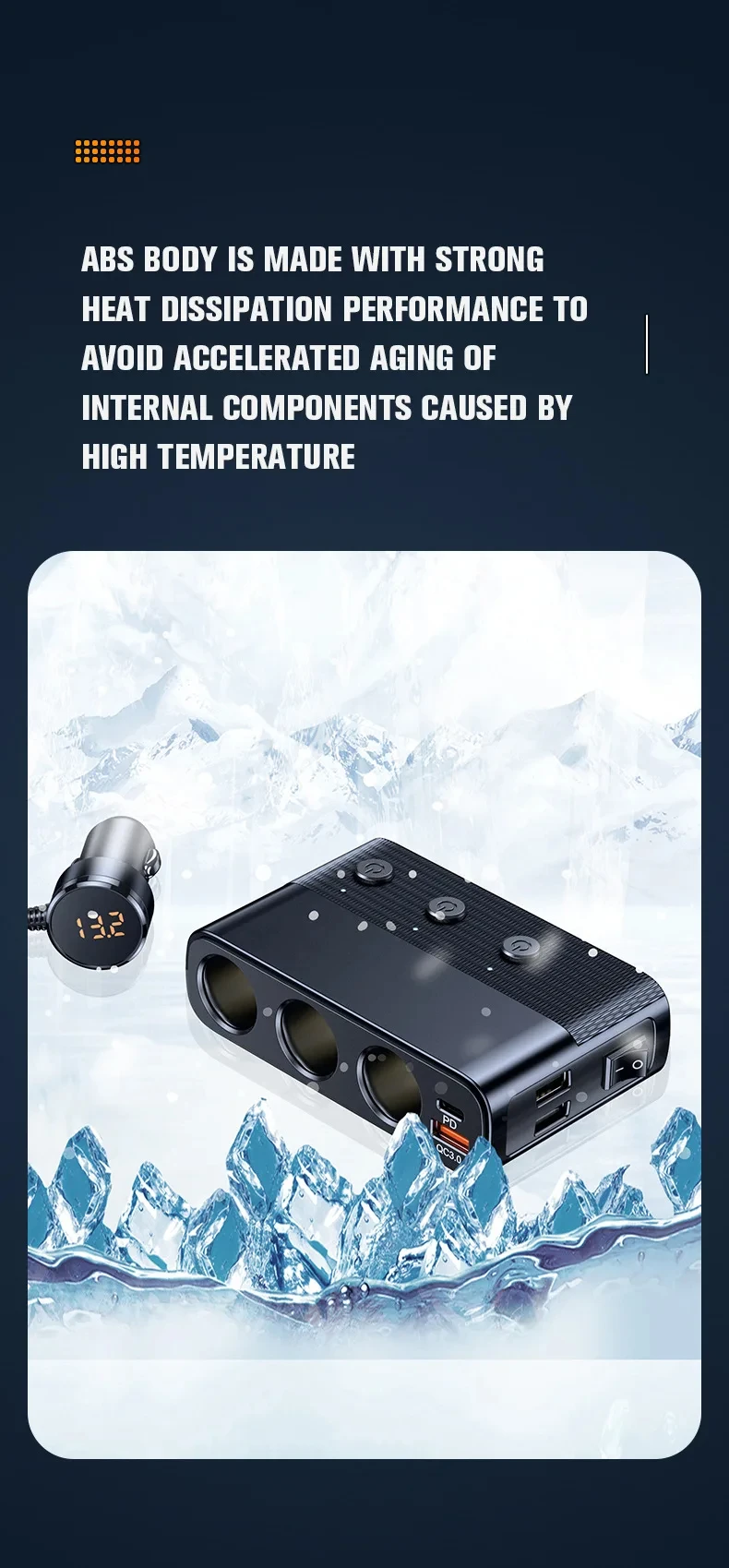 Multifunktions-Autoladegerät 127W Super-Flash-Autoladegerät Zigarettenanzünder-Konverter-Adapter QC3.0 Multi-Port-Schnellladegerät – Detail 11