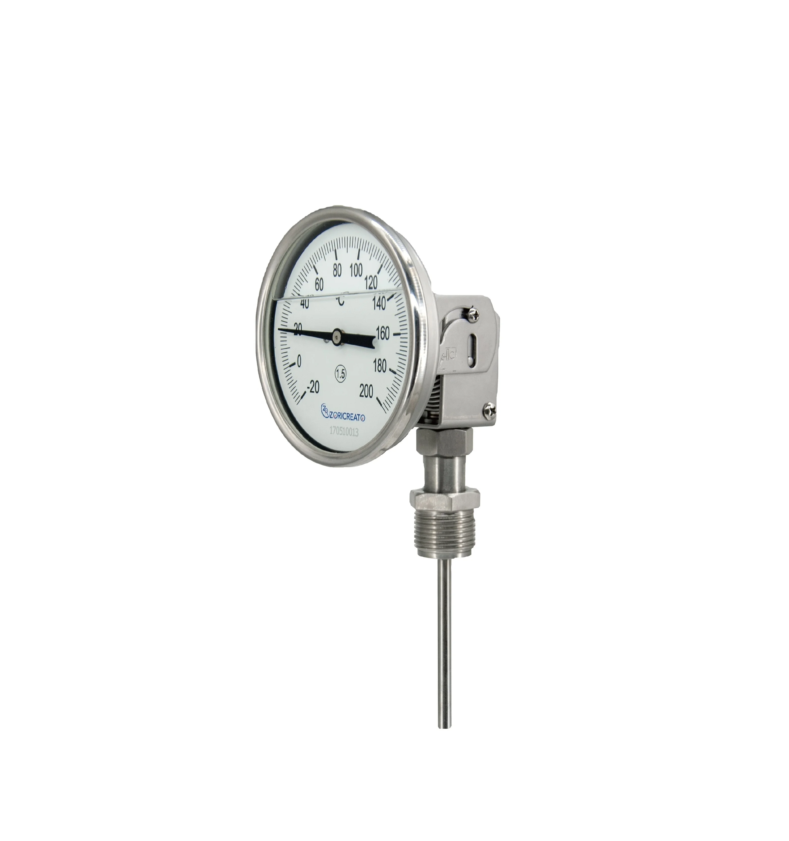 Food Manufacturing Industrial Bimetal Thermometer Waterproof Shock-proof Universal Long Stem Stainless Steel Mechanical Meter