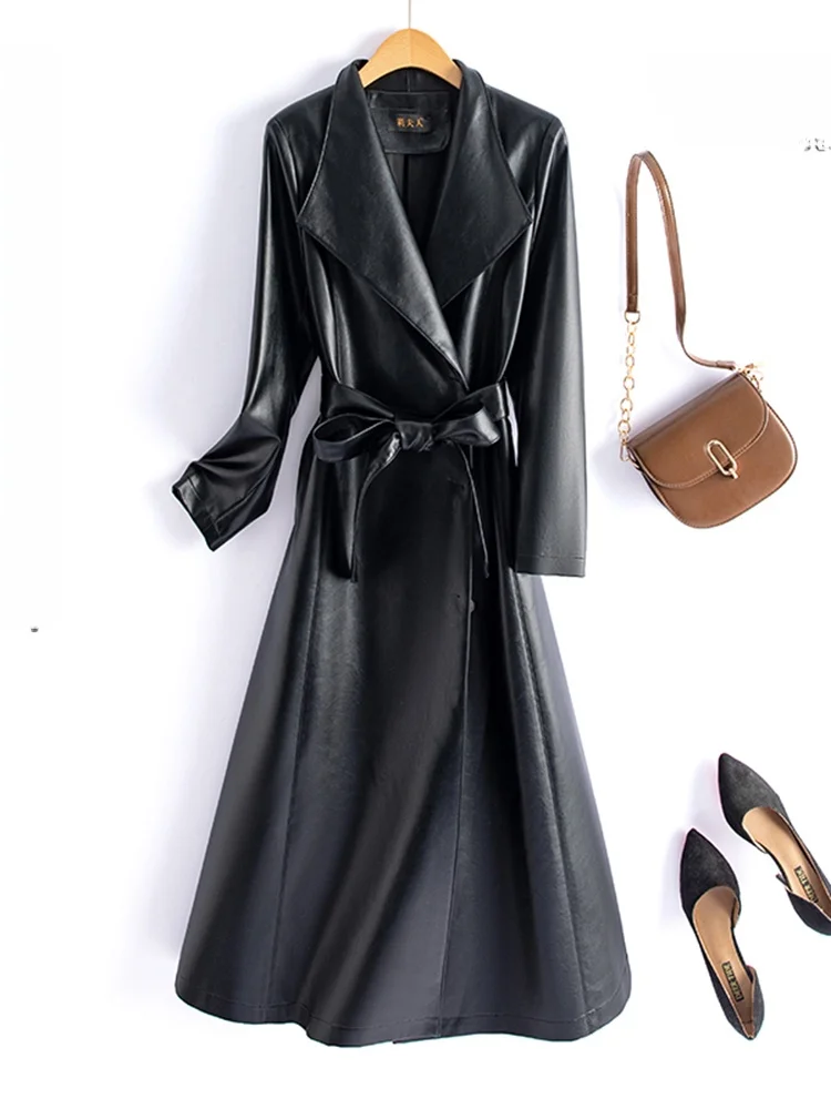 Nuovo Cappotto Invernale da Donna in Pelle di Pecora, Lungo Sopra il Ginocchio, Slim Fit, Antivento, Lunghezza Media