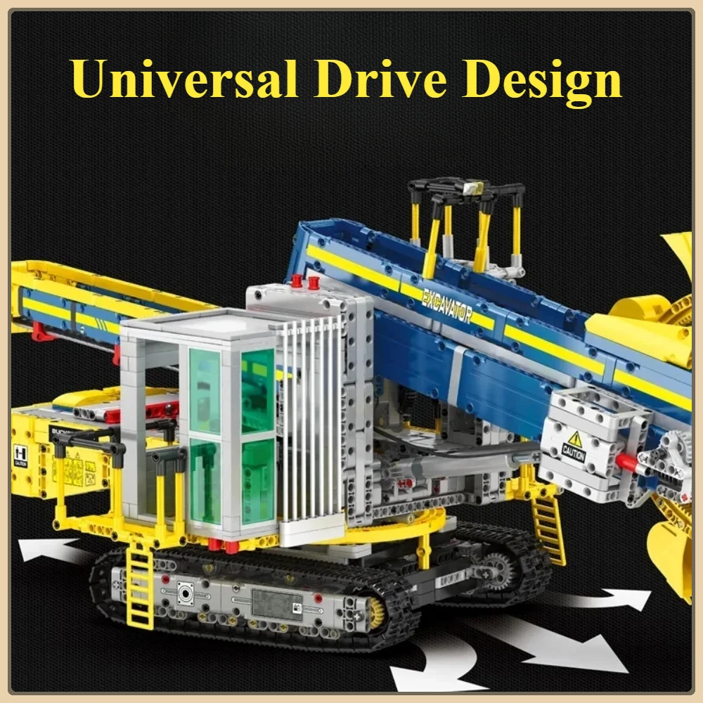 Excavadora con rueda de cubo, bloques de construcción, unidad de potencia, ingeniería, ciudad, excavadora, modelo de ladrillos, montaje de regalos de cumpleaños, juguetes para chico