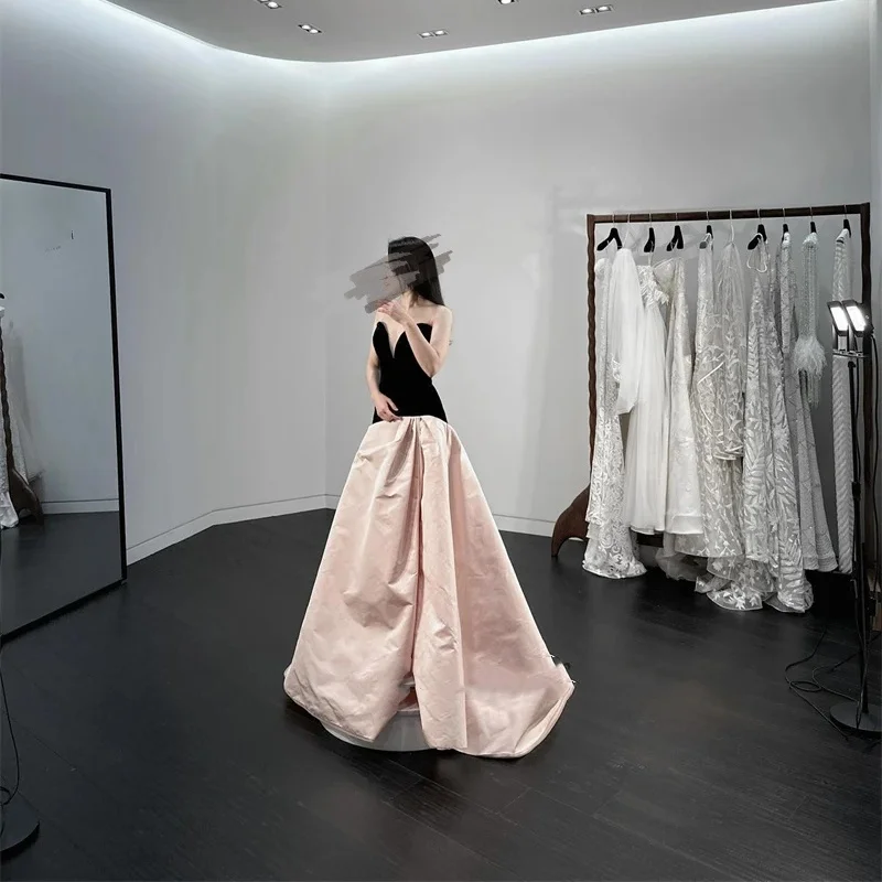 Customized Elegant Long Satin Dress A-Line V-Neck Pleated Evening Formal Evening Party Prom Gowns 2026