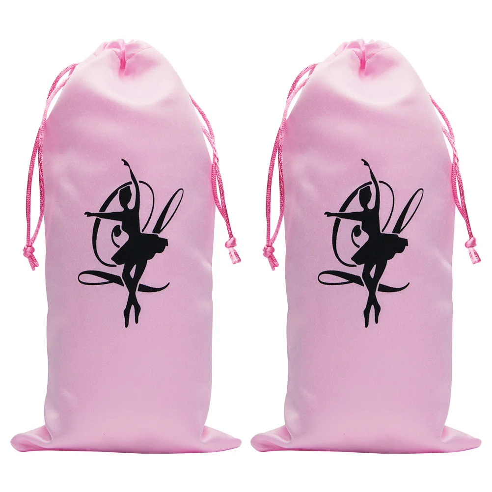 2 Pcs Dance Shoe Storage Bag Kids Ballet Shoes Pouch Washable Drawstring Bags Satin Organizer Bride