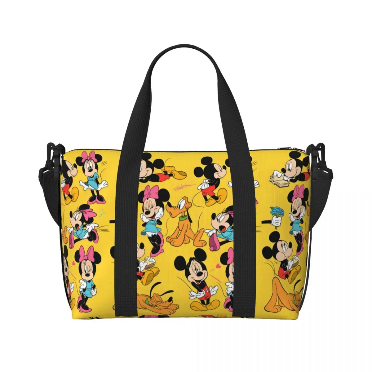 

Custom P-Pluto Cartoon Beach Tote Bag Women Extra Large Gym Carry On Travel Shopping Bags