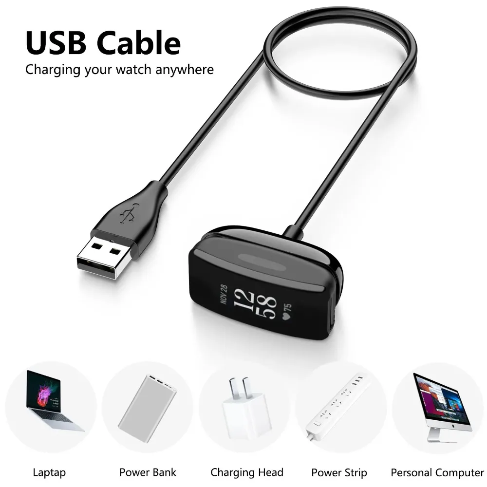 Cargador USB de 100cm para Fitbit inspire/inspire 2/inspire 3, Cable de carga Dock para Fitbit inspire HR/ACE 2/ACE 3, Base de cargador