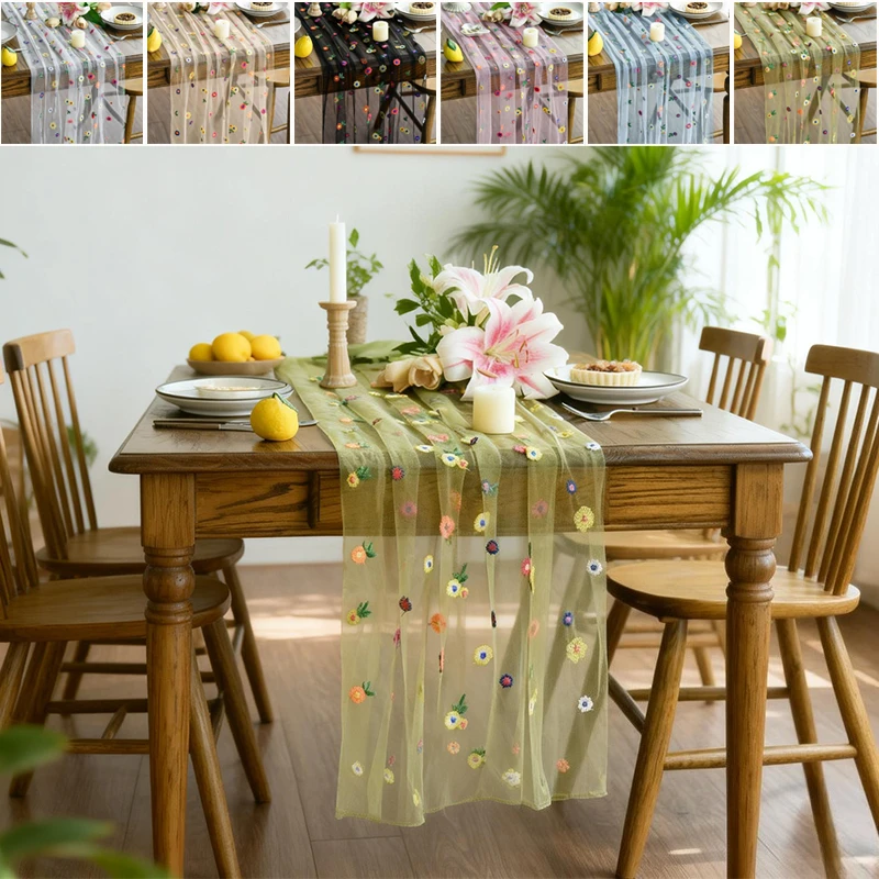 

Rustic Style Colorful Embroidered Lace Tablecloth Breathable Soft Muti-purpose for Dining Table/Party/Wedding/Kitchen Decoration